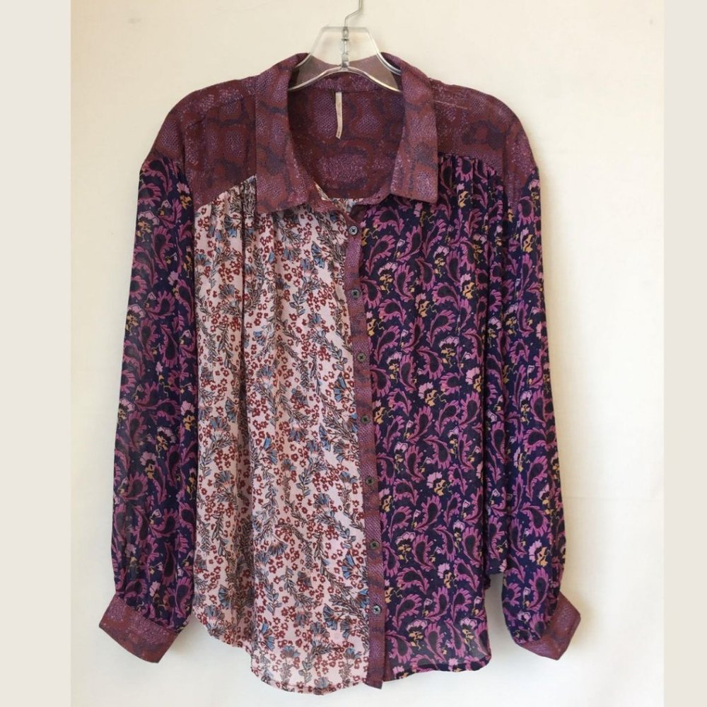 Free People Mixed Print Dani Button-Down Top - Picture 6 of 6